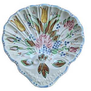 Blue Ridge Southern Pottery Nove/Nova Rose Shell Shaped Bowl Yellow Pink Floral